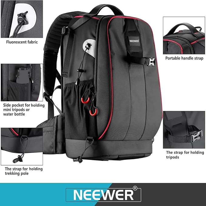 Neewer Pro Camera Case Waterproof Shockproof Adjustable Padded Camera Backpack Bag with Anti-theft Combination Lock for DSLR,DJI Phantom 1 2 3 Professional Drone Tripods Flash Lens and Other Accessory - Image 5
