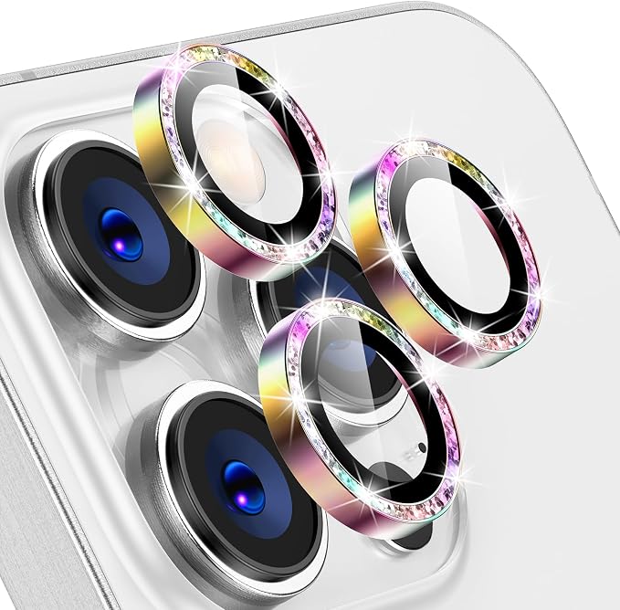 Tensea Camera Lens Protector for iPhone 16 Pro Max/16 Pro/15 Pro Max/15 Pro | Metal Aluminum Alloy Tempered Glass Cover Bling Camera Screen Protector Accessories, Case Friendly by Tensea