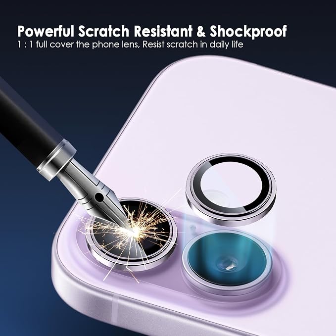 Camera Lens Protector for iPhone 17, Purple | AR+AF, 9H Tempered Glass, Individual Metal Ring, Anti Glare, Fall Protection, Camera Screen Cover - Image 2