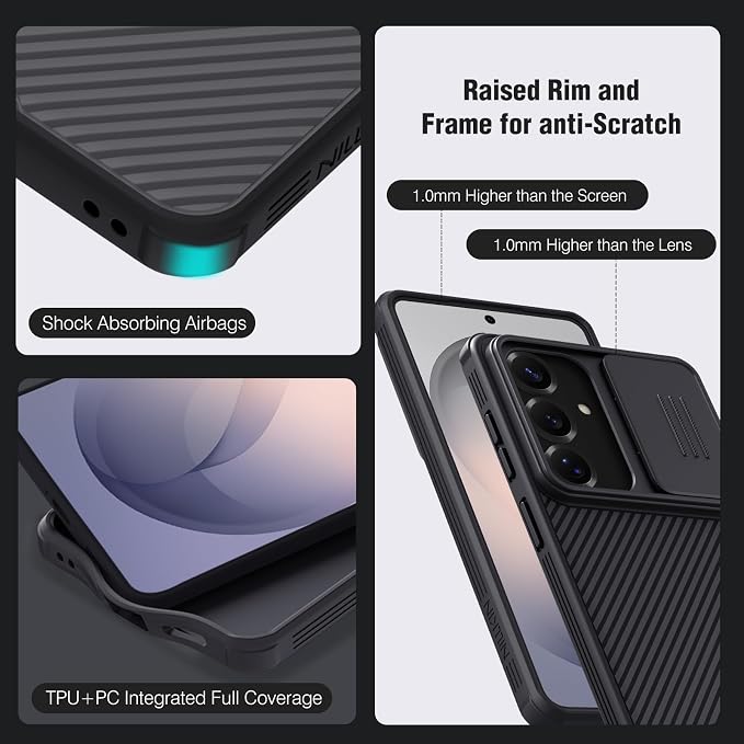 Nillkin for Samsung Galaxy S25 Plus Magnetic Case with Camera Cover, [Magnet Accessories] Mil-Grade Shockproof Protective Bumper Hard Cover Slim Phone Case for Galaxy S25 Plus Cases 6.7'' Black - Image 4