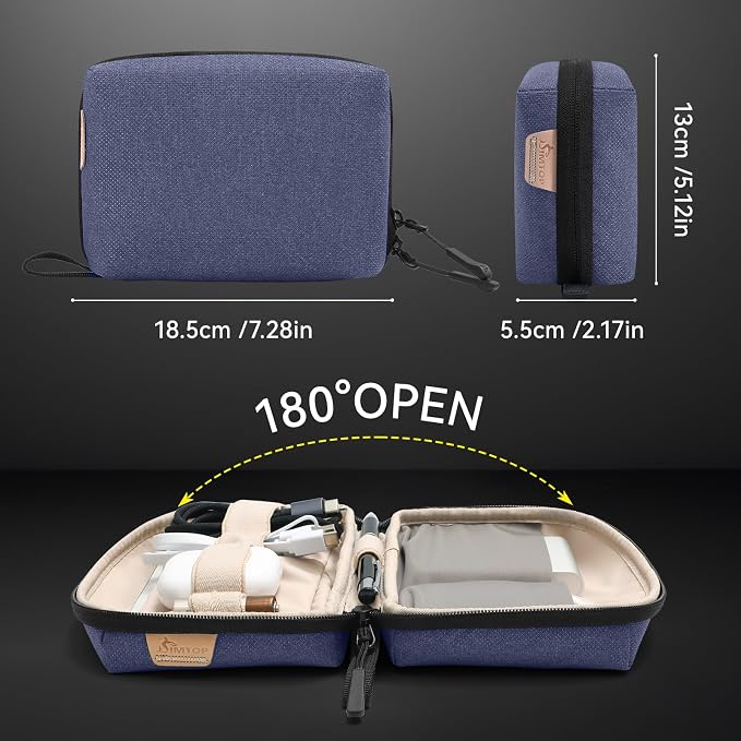 SIMTOP Small Electronics Organizer Travel Case, Portable Tech Case Pouch for Cable, Charger, Phone & Earbuds – Water-Resistant Cord Storage for Commute, Office & Business Trip – Compact Design - Image 2