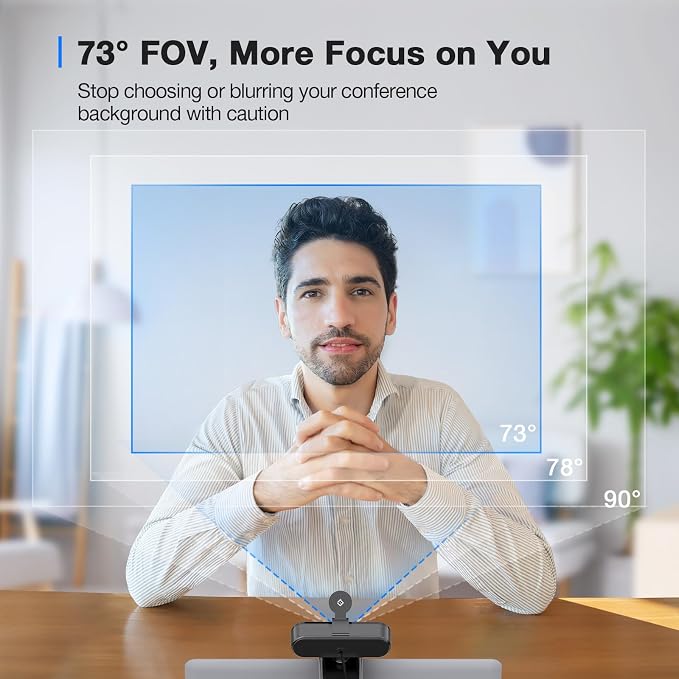 EMEET C960 4K Webcam for PC, PDAF Auto Focus, Dual Omni Mics, 73° FOV | Auto Light Correction, USB-A, Plug&Play, Web cam 4K with Privacy Cover, Webcam 4K Works for Zoom/Teams/Google Meet, Laptop/PC - Image 7