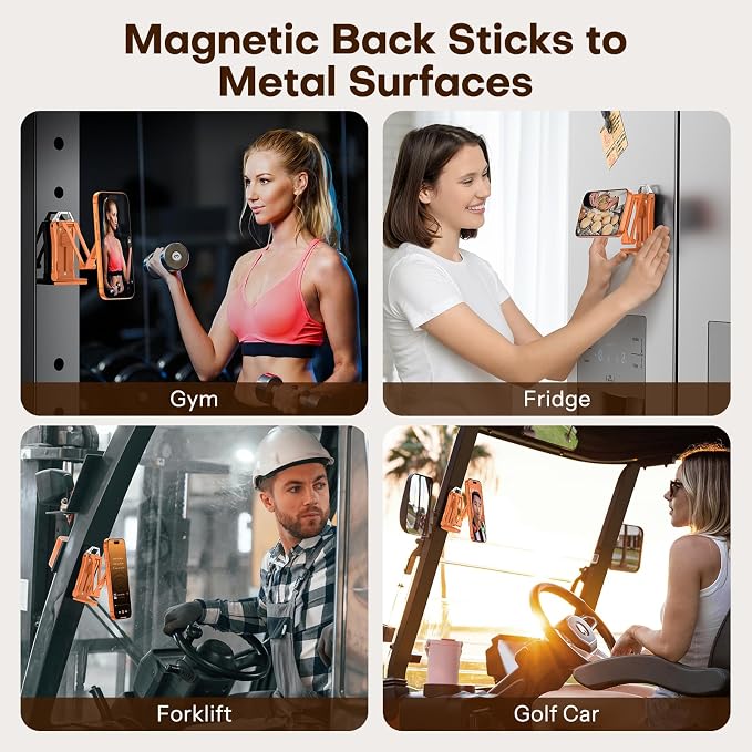 OMOTON TP02 360°Rotating Adjustable Aluminum for MagSafe Tripod, Orange | Magnetic Phone Tripod for iPhone 17/16/15 Pro Max Air, Foldable Cell Phone Stand Fits Vlog, Gym Travel Essentials Accessories - Image 4