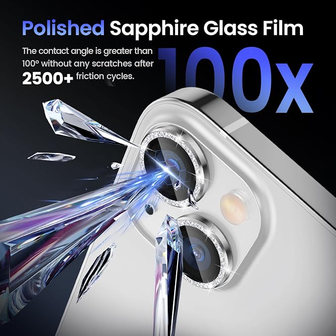 Tensea for iPhone 13/13 Mini Camera Lens Protector Bling, Camera Cover | 9H Tempered Glass Camera Screen Protector, Metal Individual Ring for iPhone13 6.1inch/ 13mini 5.4inch, HD Clear, Easy Install - Image 5