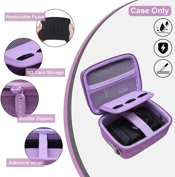 Camera Case Bag Compatible with Canon PowerShot G7 X Mark III, Mark II, SX740 HS, Sony ZV-1, KODAK PIXPRO WPZ2 Digital 4K Vlogging Camera, Point and Shoot 4K Video Camera Bag, Purple (Case Only) - Image 5