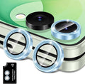 for Samsung Galaxy Z Flip 8 Camera Lens Protector, Individual Metal Ring Tempered Glass Lens Cover, [Strong Adsorption] Scratch Resistant Ultra-Thin HD Clear Lens Cover, 1 Set-Blue Sparkly by Btscase