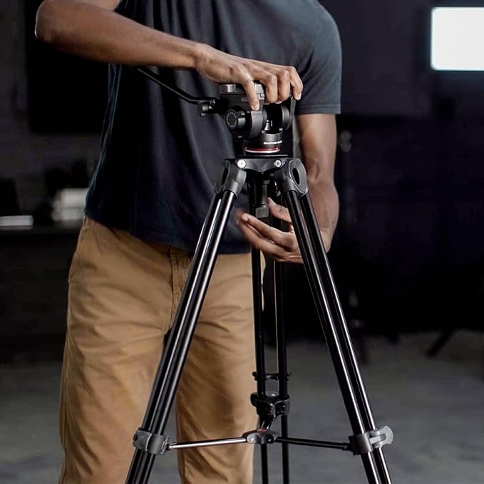 Manfrotto Video kit, Head 500 Series (Head 500x +Twin Leg Tripod) | Packaged with a durable carrying bag, 60mm Flat Base with XCHANGE compatibility for flexible mounting - Image 7