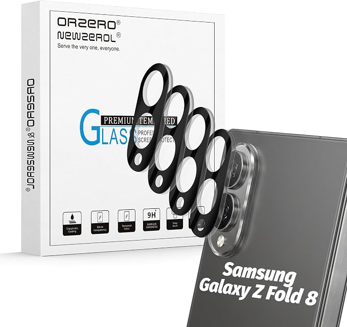 Orzero (4 Pack Camera Lens Protector Compatible for Samsung Galaxy Z Fold 8, Protector de Cámera Tempered Glass 9H Precise Camera Cutouts Anti-Scratch Does Not Affect Night Shots and Flash by JumpIntoOrzeroLet%E2%80%99sExploreLikeNeverBefore