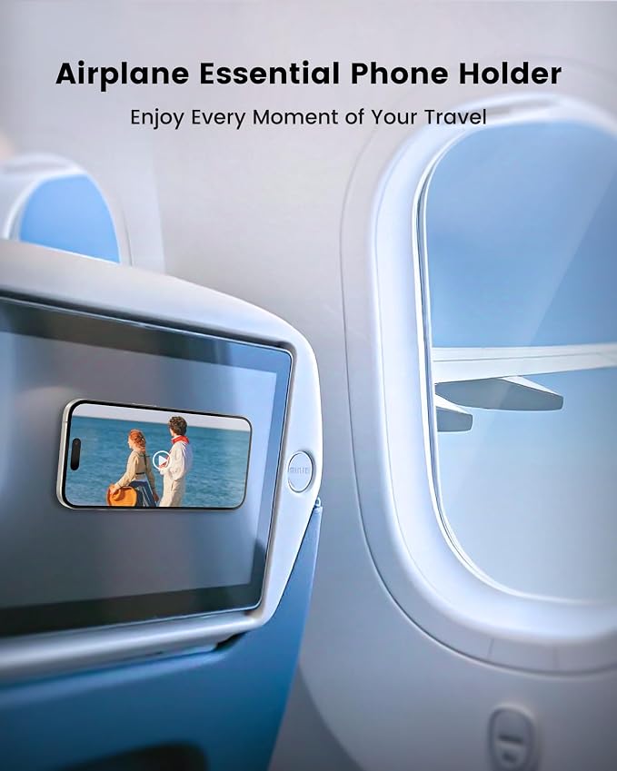 amBand Airplane Travel Essential Accessories Phone Holder for Women Men, Magnetic Suction Cup Phone Mount for Flying Plane Seat Back Screen, Long Flight Must Have Hands-Free for Selfie/Video, Sky Blue - Image 2