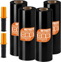 Black Stretch Film Shrink Wrap for Moving Supplies (18inch, 4 Pack) x 1000ft, Industrial Strength Plastic Wrap Stretch Roll for Pallet Wrapping Shipping Moving Boxes Storage Furniture with Handles by BETU