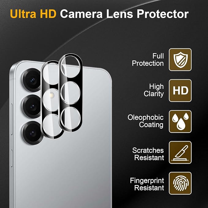 3 Pack Camera Lens Protector for Samsung Galaxy S25 Plus | Tempered Glass,Anti-Fingerprint,9H Hardness,Scratch Resistant,Easy to Install,Bubble Free,HD Clarity - Image 5