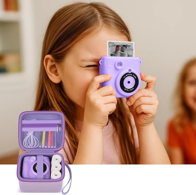 PAIYULE Kids Instant Print Camera Case for ESOXOFFORE for Dylanto | Hard Shell,Mesh Pocket,Wrist Strap,for Gofunly,for GREENKINDER,for DUDUDRAGON,for Zostuic,for Careenoah (Box Only)SkyBlue - Image 7