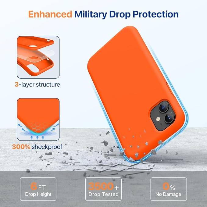 Miracase Silicone for iPhone 11 Phone Case, Amber Orange | Soft Anti-Scratch Microfiber Lining, Premium Silicone Cover Shockproof Drop Protection Phone Case for 11 - Image 3