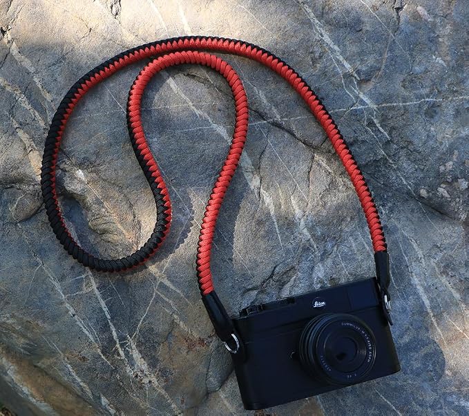 Paracord Camera Strap Long Camera Neck Shoulder Strap for SLR DSLR Digital Mirrorless Cameras 47inch/120cm Red Black - Image 2