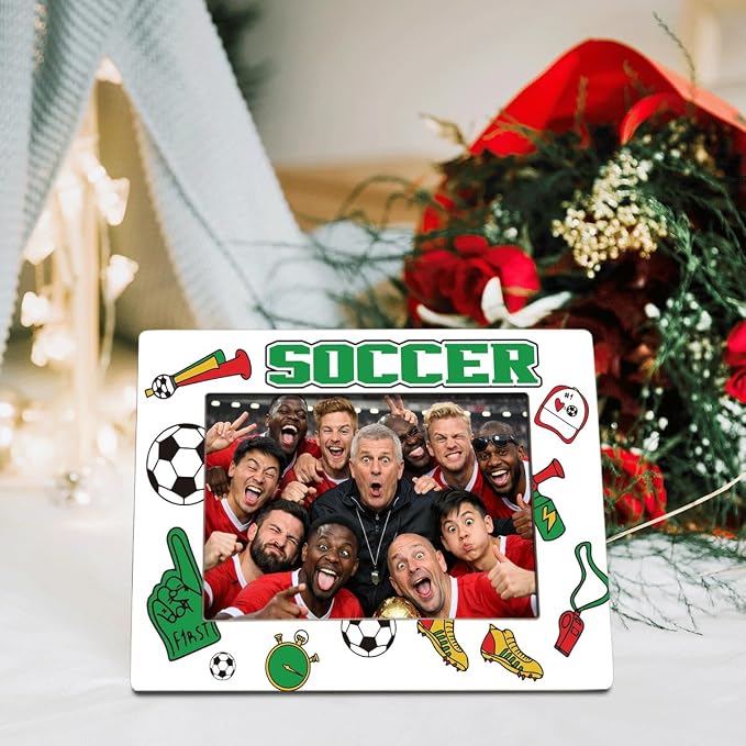 Soccer Picture Frame, Sports Themed Photo Frame for 4x6 Inches Photos, Tabletop Display Frames for Team Players and Coaches, Gift to Soccer Fans, Home Office Decor - Image 3