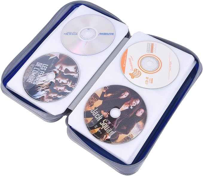 alavisxf xx CD Case, 96 Capacity Hard Plastic Organizer Wallet for Car | CD DVD Holder, Portable Hand Strap, Zipper Closure, Anti-Slip Scratch-Resistant Sleeves, Disc Storage, for Home Office Travel - Image 3