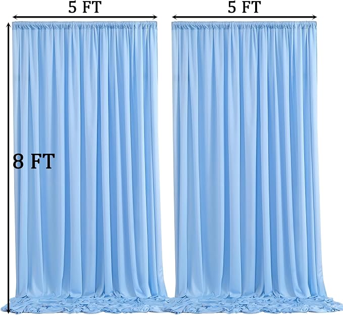 10x8ft Wrinkle Free Baby Blue Backdrop Curtains for Parties, Thick Fabric Backdrop Drapes for Wedding Birthday Photography Baby Shower Party Background - Image 6