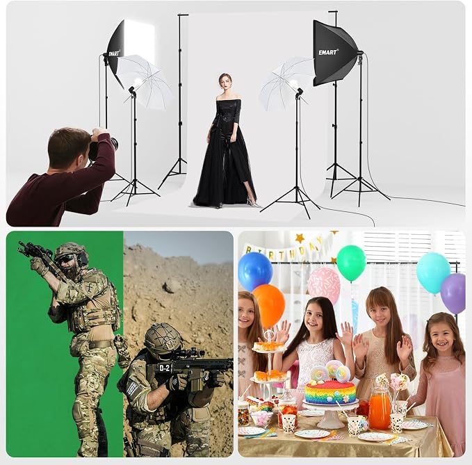 EMART Photography Lighting Kit with 8.5x10Ft Backdrop Stand,10x12 Backdrops | Softbox Lighting Kit with 5500K 50W LED, Reflector, Umbrellas&Soft Box, Photo Studio Equipment for Portrait Video Shoot Vlog - Image 7