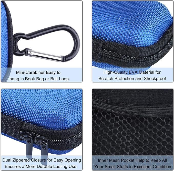 Hard Drive Hard Case 2Pack Earbuds Carrying Cases with Zipper and Carabiner | Rectangle Shaped Portable Protection EVA Shockproof Wired/Bluetooth Headset Change Purse Soft Case for Earphone Headphone - Image 2