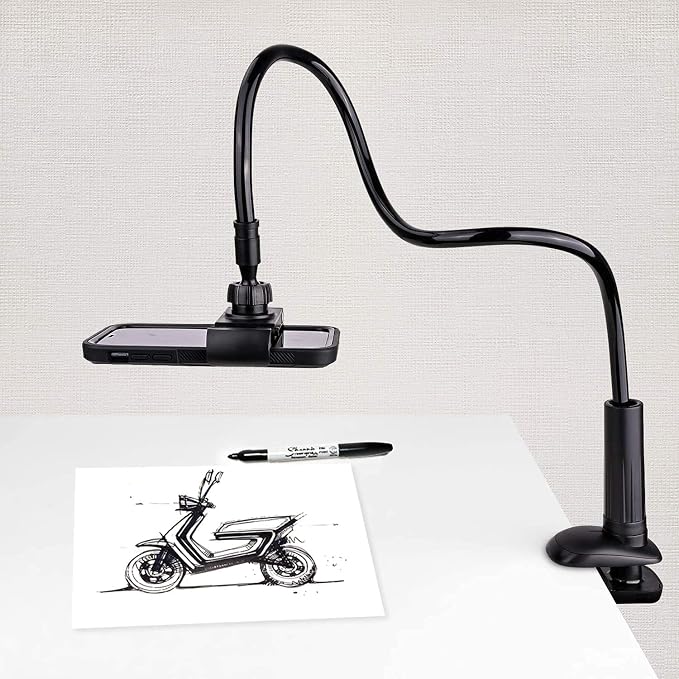 Phone Holder Bed Gooseneck Mount Mobile Phone Holder Table Stand | Adjustable Flexible 360° Rotation Cell Phone Clip Holder Lazy Bracket Mount for All Smart Phone Microphone - Image 5