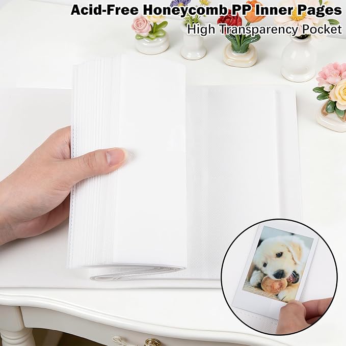 Ruibytree 320 Pocket Album for Instax Mini & Polaroid 2x3" Photo, ClayWhite | Gift-Ready Packaging, PU Leather Cover, Acid-Free Pages, Side-Loading Clear Pockets, Durable Binding, Easy Photo Viewing - Image 8