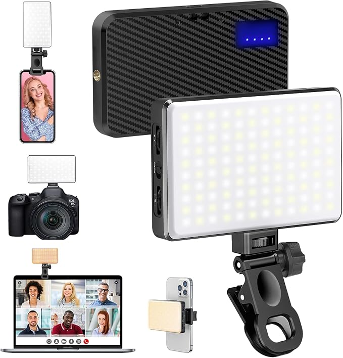 168 LED Phone Light, Selfie Light for iPhone/iPad/Camera, Portable Video Conference Lighting with Clip, Rechargeable 3000mAh CRI 95+, 3 Lights Modes Alix Earle Lights for Selfie, Makeup, Laptops, Vlog by Auriani