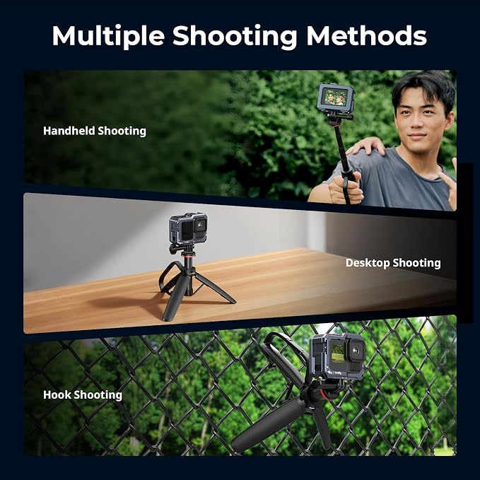 SMALLRIG Portable Action Camera Tripod, 6.5-13.6in Extendable Selfie Stick | Carabiner with Mantis Hook, Mini Table Tripod for DJI Osmo Action 6/5 pro/4, for GoPro 13/12/11, for Insta360 Ace Pro 2 -5568 - Image 7