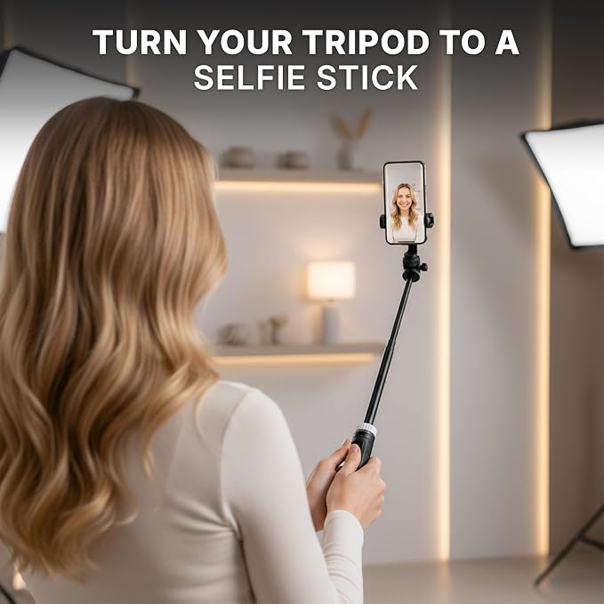 Audience 70" Phone Tripod & Selfie Stick, 3-in-1 Extendable Stand with Bluetooth Remote for iPhone & Android with Travel Bag - Image 3