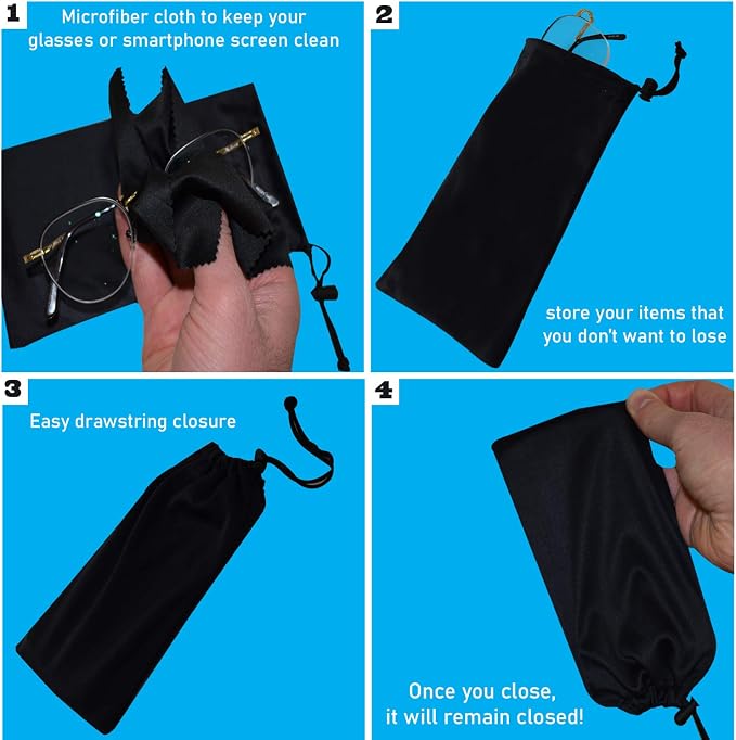 Premium Quality Microfiber Sunglasses Pouch With Spring Fastener - Image 4