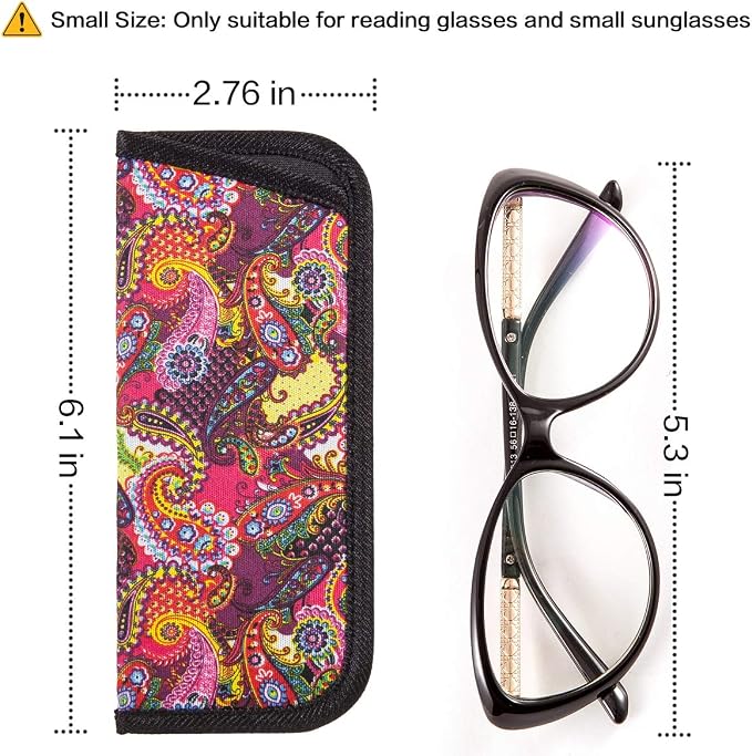TRIUMPH VISION 3 Pack Reading Glasses Pouch Soft Case Eyeglass Sleeve Slim | Alternative to Bulky Case in bag, Lightweight Lined Padded Protect Optical lens Slip in, Cute Pattern Portable for Daily Use - Image 2