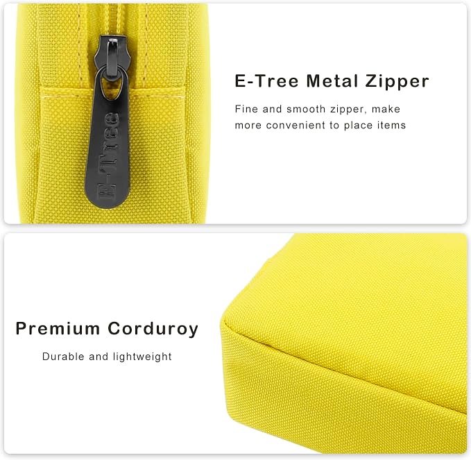 E-Tree Cute Small Makeup Bag,Cosmetic Toiletry Skin Care Make up Little Items Pouch for Purse,Zipper Mini Tech Charger Cable Electronic Organizer Case,Travel Accessories for Women Men Teen,Yellow - Image 2