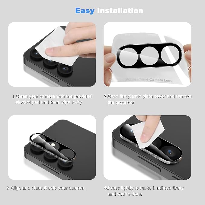 WHPXJY 2026 New Upgrade for 3 pack Samsung Galaxy S25 Plus/+ Camera Lens Protector-Tempered Glass Cover, 9H+ Shatterproof/Anti-scratch/Maintains Original Clarity/Easy to Install - Image 7