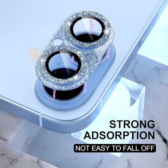 Choiche for iPhone 17 Camera Lens Protector, Glitter-Mist Blue | Bling Metal Camera Cover with 9H Tempered Glass Lens Screen Protector Accessories, Strong Adsorption, Case-Friendly - Image 6