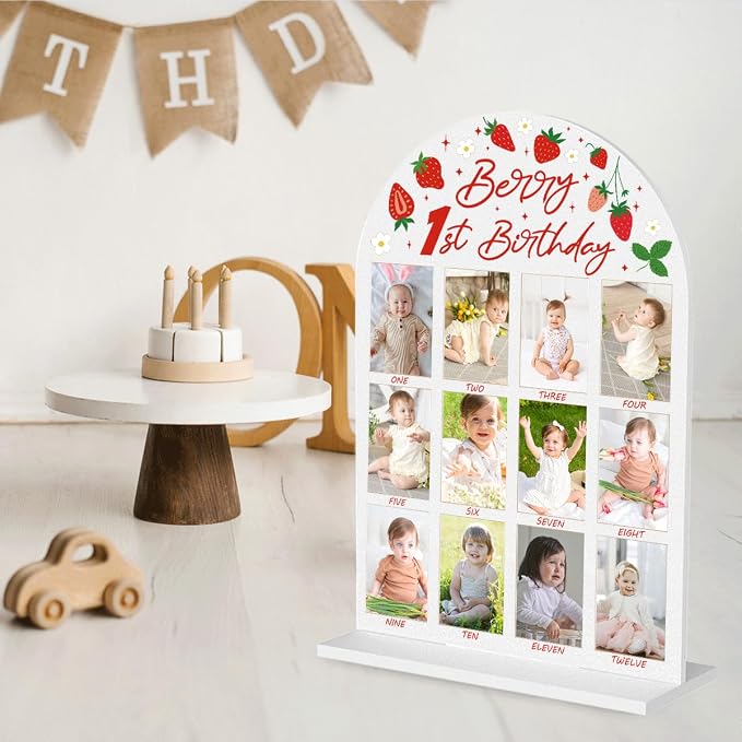 My First Year Photo Board Baby Milestone Signs One Year of Baby Photo Board, Best Babies Keepsake 10x14 Inches Acrylic Sign Decor Fits 2" x 3" Photo A03 - Image 5