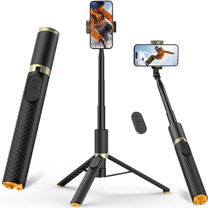 Tripod for iPhone, Selfie Stick with Remote, Stable & Durable Phone Tripod | Portable Travel Cell Phone Stand, Extendable All-in-1 Tripod for Video Recording Compatible with iPhone Android by VIMOSE