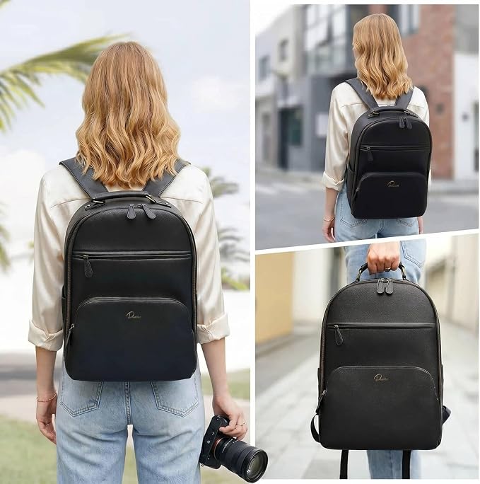 Camera Backpack Classic PU Leather for DSLR, Professional Camera Bag for Photographers with 15 Inch Laptop Compartment Large 20L - Image 8