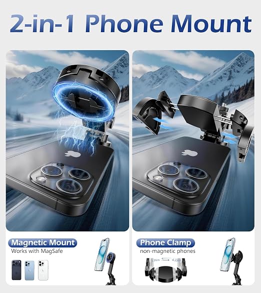 UBeesize 70'' Magnetic Selfie Stick Tripod for iPhone with Remote | 2-in-1 Phone Clamp, 1/4'' Screw Mount, Stable 4-Leg Tripod with Handle, MagSafe Phone Tripod for Camera, GoPro & Insta360 - Image 3