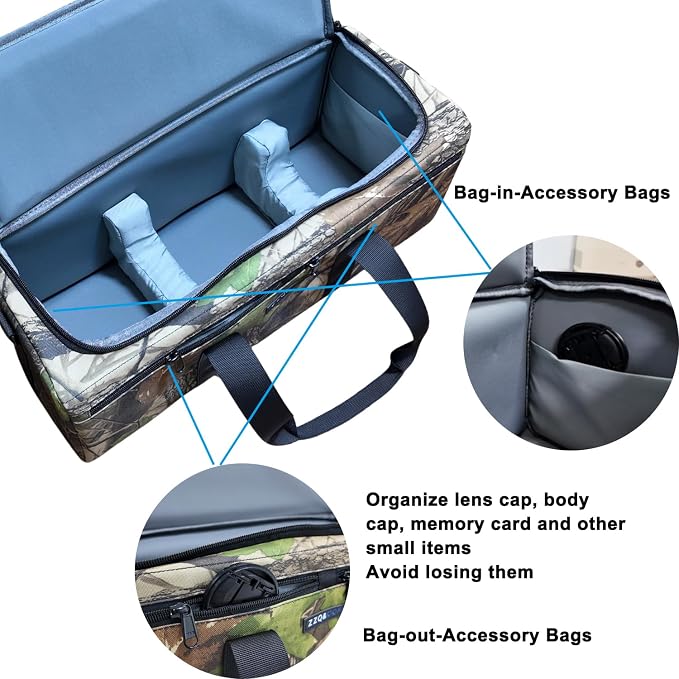 ZZQ&CCF Camera Lens Pouch Case for Sony FE 400-800mm/100-400mm F4.5/200-600mm F5.6-6.3G,for Canon RF 200-800,Compatible with Nikon Z 180-600, Extra Large Thick Portable Bag (Leaf Camo) - Image 5