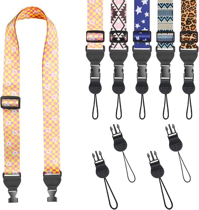 FIEIL Checkerboard Daisy Shoulder Strap, Adjustable Camera Strap with 2 Sets of Quick-Release Buckles, Comfortable Neck Strap for iPad, Tablet, Camera, Laptop, Binocular, Luggage Bag by FIEIL