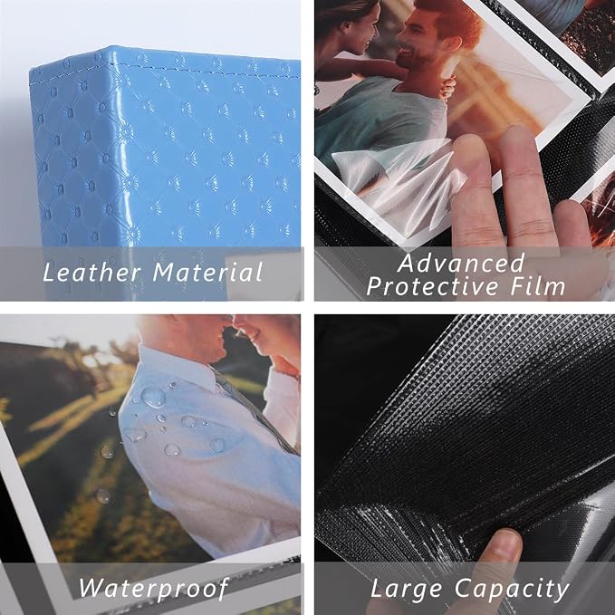 RECUTMS Photo Album 4x6 Pictures, 300 Pockets Large Capacity Picture Album | Acid-Free Black Pages, Leather Cover, Horizontal Pockets, Custom Photo Cover, Perfect for Wedding, Family&Trave - Image 4