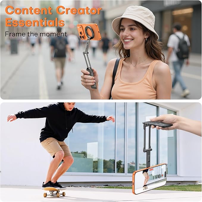 OMOTON TP06 Pro [Equipped Lanyard] 360° Rotating for MagSafe Tripod, Black | with Hook, Magnet Back & Arca-Swiss Base, 1/4" Screw, Magnetic Phone Tripod for iPhone 17/16 Pro Max Air Fits Vlog, Travel - Image 6
