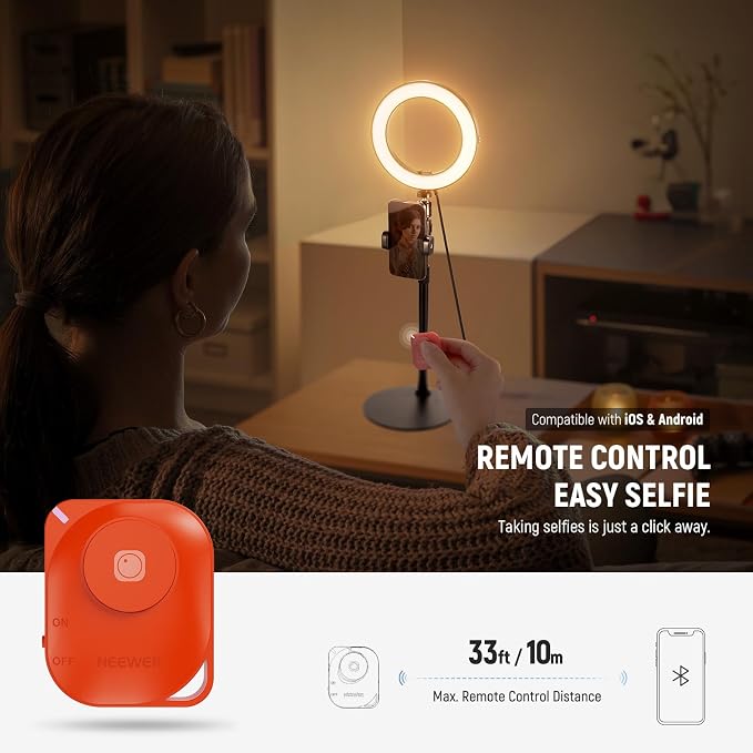 NEEWER 8" 18W High Power Desk Ring Light with Stand & Phone Holder, Circle Selfie Ringlight for iPhone Streaming Vlogging Recording, Video Conference Lighting Kit for Laptop Computer Zoom Call, RH8B - Image 6