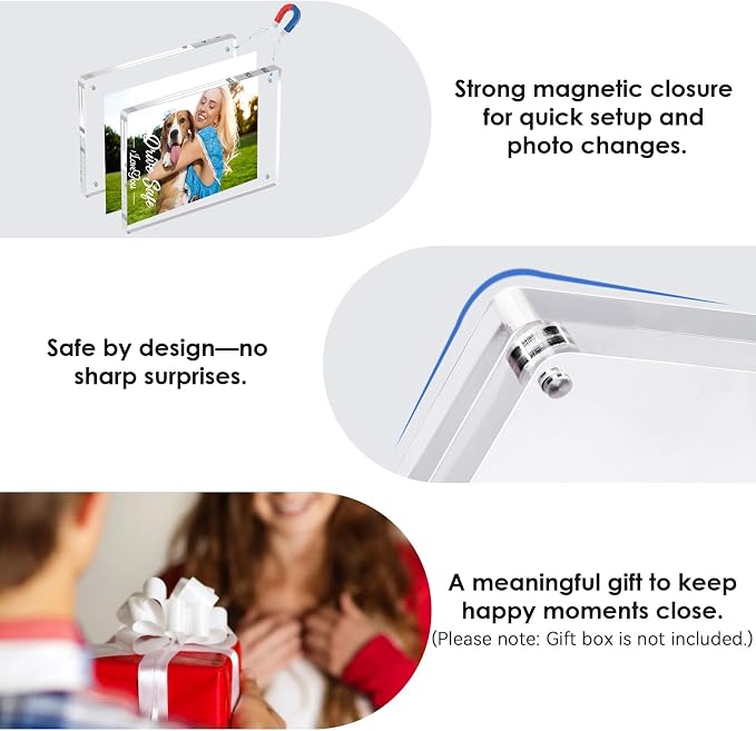 1797 Personalized Father’s Day Gift 2 Pack Drive Safe I Love You Clip Car Visor Photo Holder Picture Frame Magnetic Acrylic Display Horizontal Vertical fit Polaroid Wallet Size Photos 3.5 x 2.4 inch - Image 3