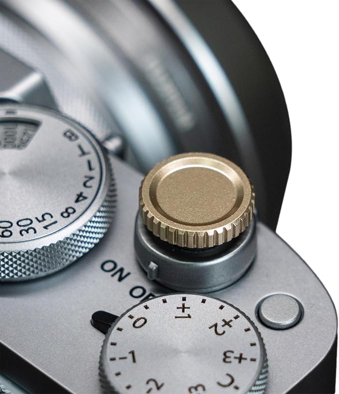 Camera Soft Release Button, 13mm Brass Screw-in Shutter Button, Brass | For Fujifilm X-T5/X-T4/X-T3/X-T30, X100VI/X100V, For Leica M Series, Nikon Zf/Df,Knurled Grip, Threaded Cameras, by Unknown