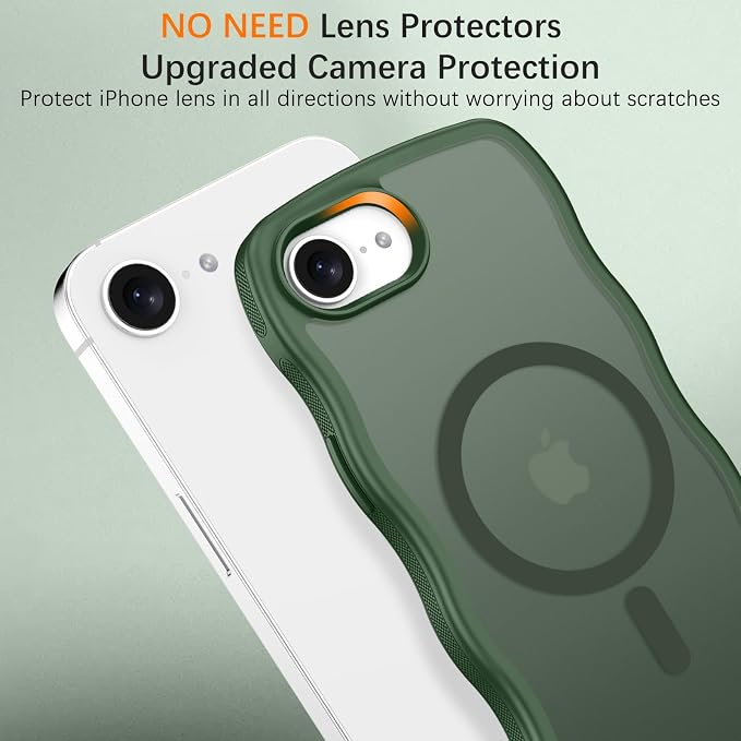 BENTOBEN Magnetic for iPhone 17e Case,Cute Wavy Frame [Compatible with MagSafe] Translucent Matte Anti-Slip Bumper Women Girls Boys Men Shockproof Drop Protective Phone Cover for iPhone 17e,Green - Image 8