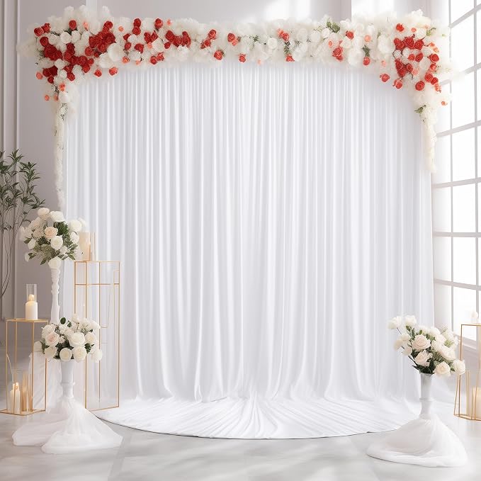 White Backdrop Curtains 8 Panels, 10 Feet Wrinkle-Free Polyester Photography Backdrop Drapes for Wedding Baby Shower Party Background Backdrop Stand- 32 X10FT (White) - Image 5