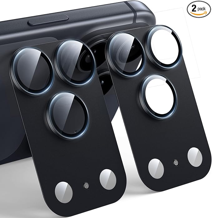 TAURI 2 Pack for iPhone 17 Pro Max Camera Lens Protector, Black | Full Coverage Military-Grade Shatterproof, Upgrade AR Anti-Reflection Ultra Clear Transmission & Case Friendly by TAURI
