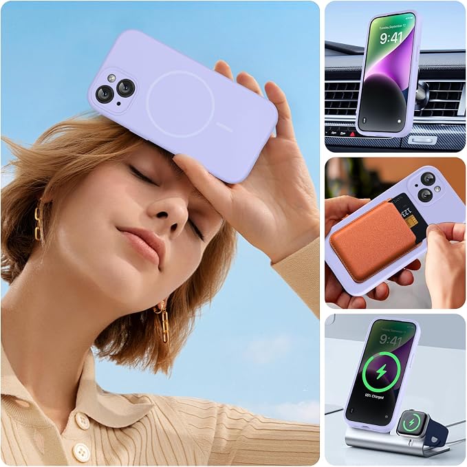 miracase Magnetic for iPhone 14 Plus Case, [Soft Anti-Scratch Microfiber Lining], Compatible with MagSafe, Silicone Shockproof Protection Phone Case for iPhone 14 Plus,Light Purple - Image 6