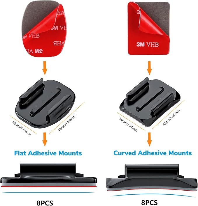 Helmet Mount for GoPro Go Pro, Curved Flat Adhesive Sticky Mounts, Quick Release Buckle, Tripod Adapter, Hero 13 12 11 10 9 8 7 6 5 4 3 2 1 Max Insta 360 DJI Osmo Action Camera Accessories Kit - Image 2