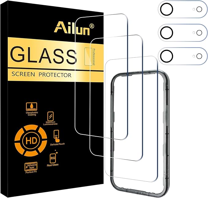 Ailun Screen Protector + Camera Lens Protector for iPhone Air, 3+3 Pack | 6.5 Inch, Installation Frame, Dynamic Island Compatible, Case Friendly by Ailun